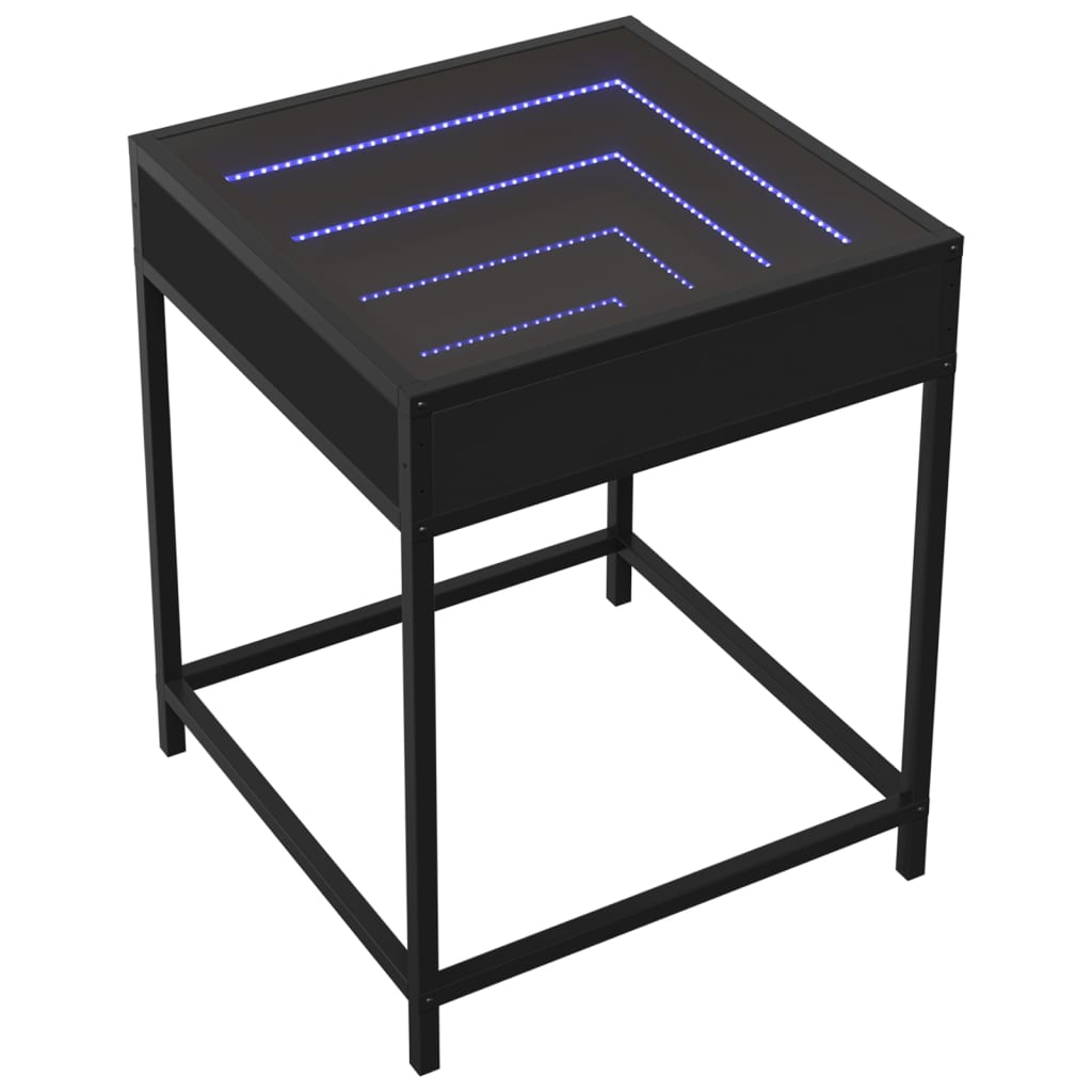 Kavos staliukas su Infinity LED lemputėmis, juodas, 40x40x51cm