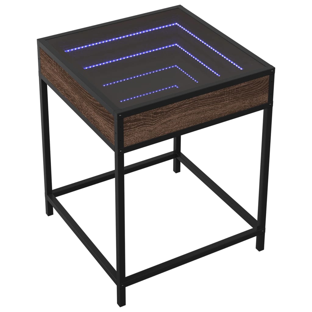 Kafijas galdiņš ar Infinity LED gaismām, brūns, 40x40x51cm