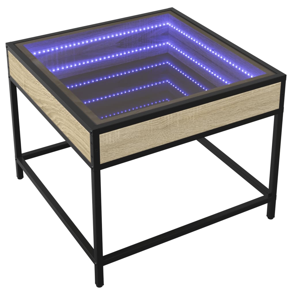 Kafijas galdiņš ar Infinity LED gaismām, ozola, 50x50x41cm