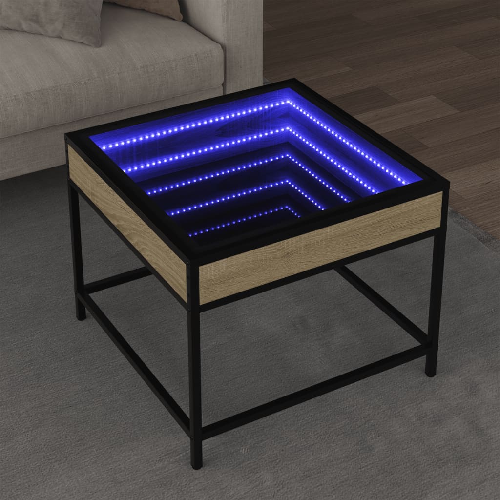 Kafijas galdiņš ar Infinity LED gaismām, ozola, 50x50x41cm