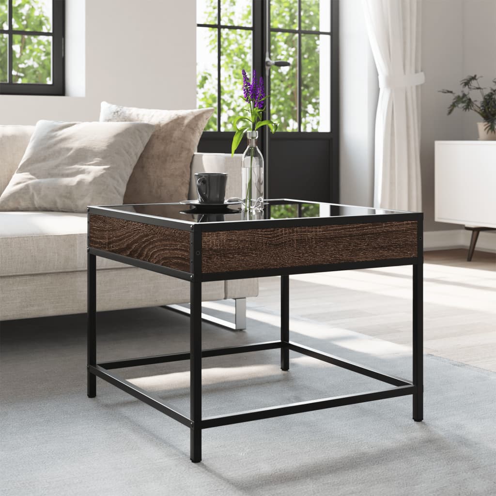 Coffee table with Infinity LED lights, brown, 50x50x41cm