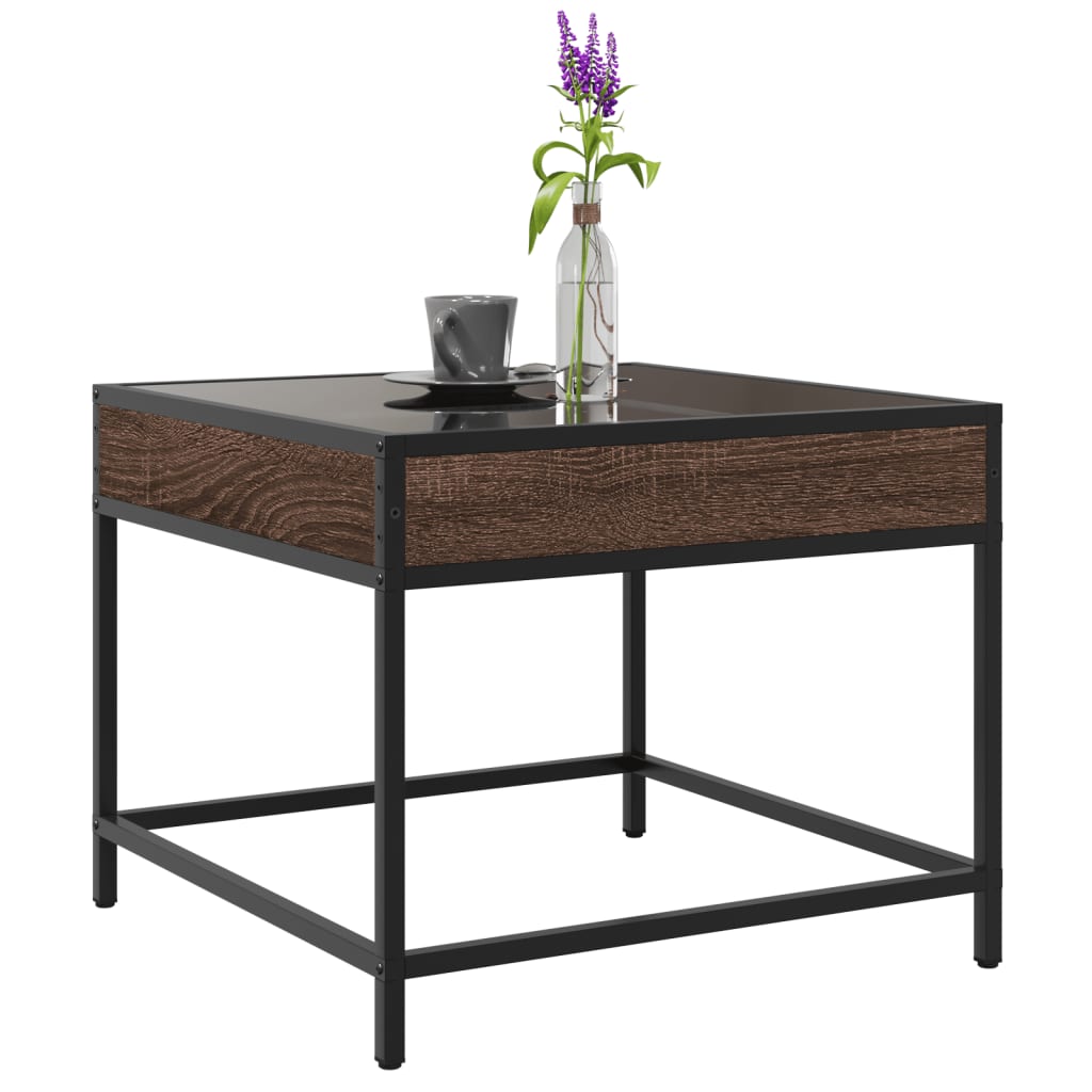 Coffee table with Infinity LED lights, brown, 50x50x41cm