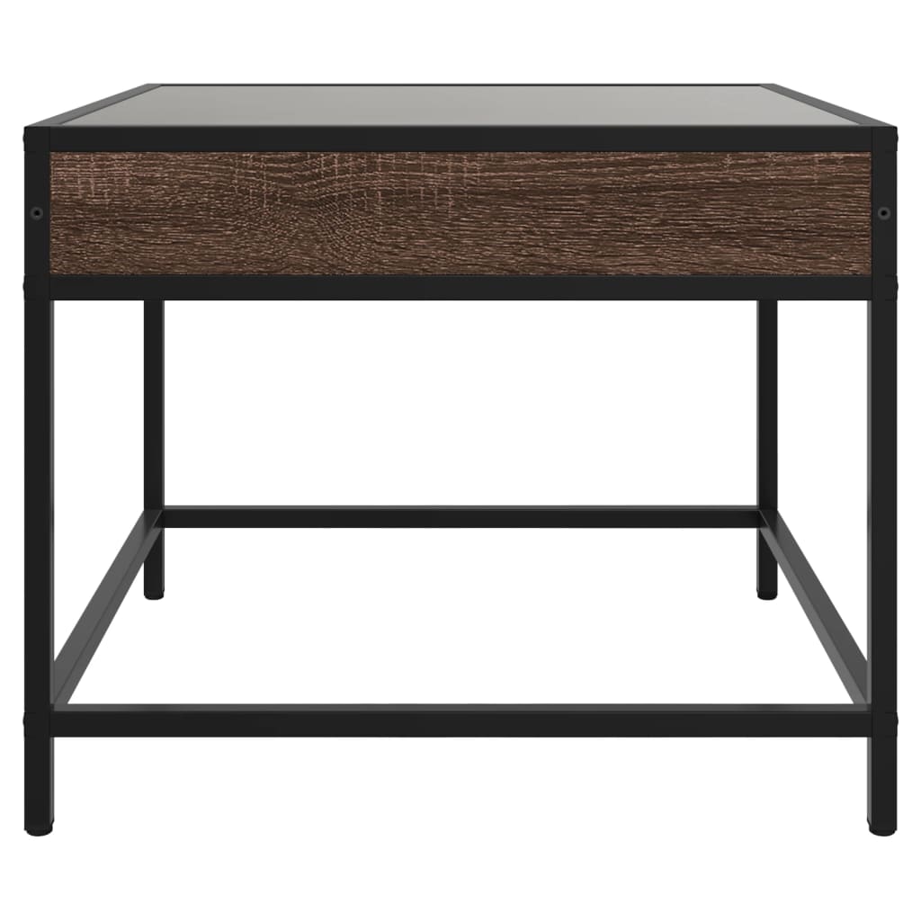 Coffee table with Infinity LED lights, brown, 50x50x41cm