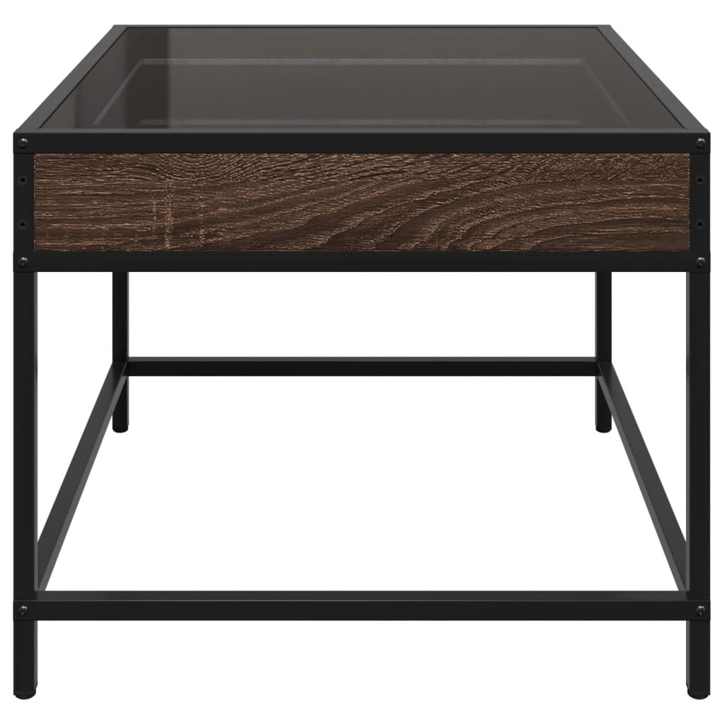 Coffee table with Infinity LED lights, brown, 50x50x41cm