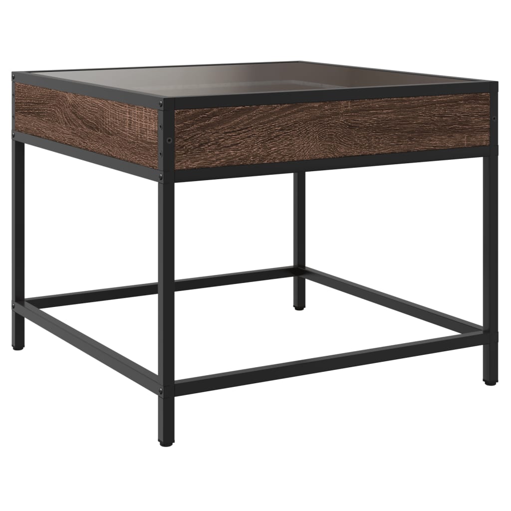 Coffee table with Infinity LED lights, brown, 50x50x41cm
