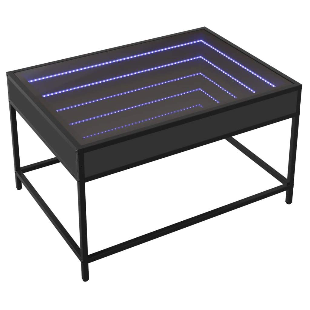 Kafijas galdiņš ar Infinity LED gaismām, melns, 70x50x41 cm
