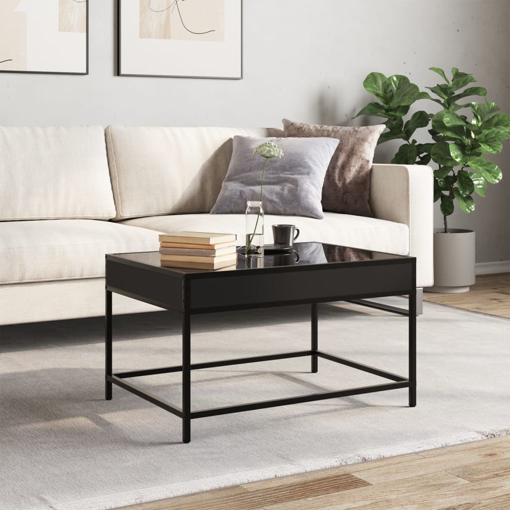 Kafijas galdiņš ar Infinity LED gaismām, melns, 70x50x41 cm