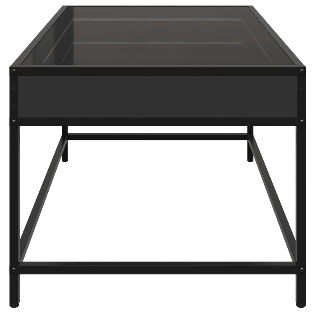 Kafijas galdiņš ar Infinity LED gaismām, melns, 70x50x41 cm