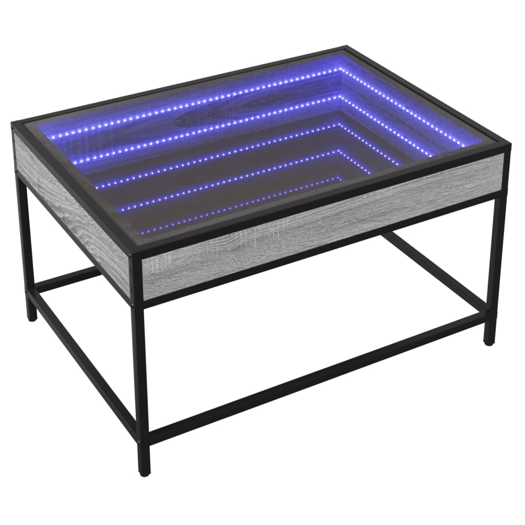 Kafijas galdiņš ar Infinity LED gaismām, pelēks, 70x50x41cm