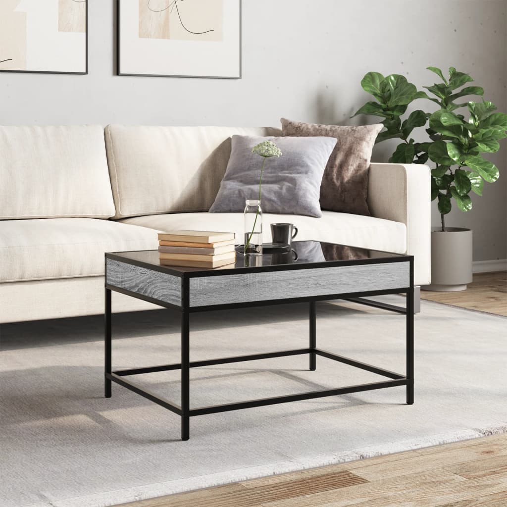Kafijas galdiņš ar Infinity LED gaismām, pelēks, 70x50x41cm