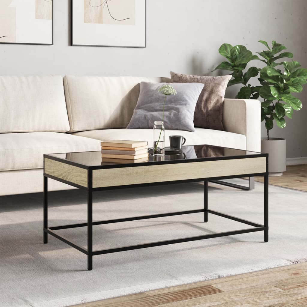 Coffee table with Infinity LED lights, oak, 90x50x41cm