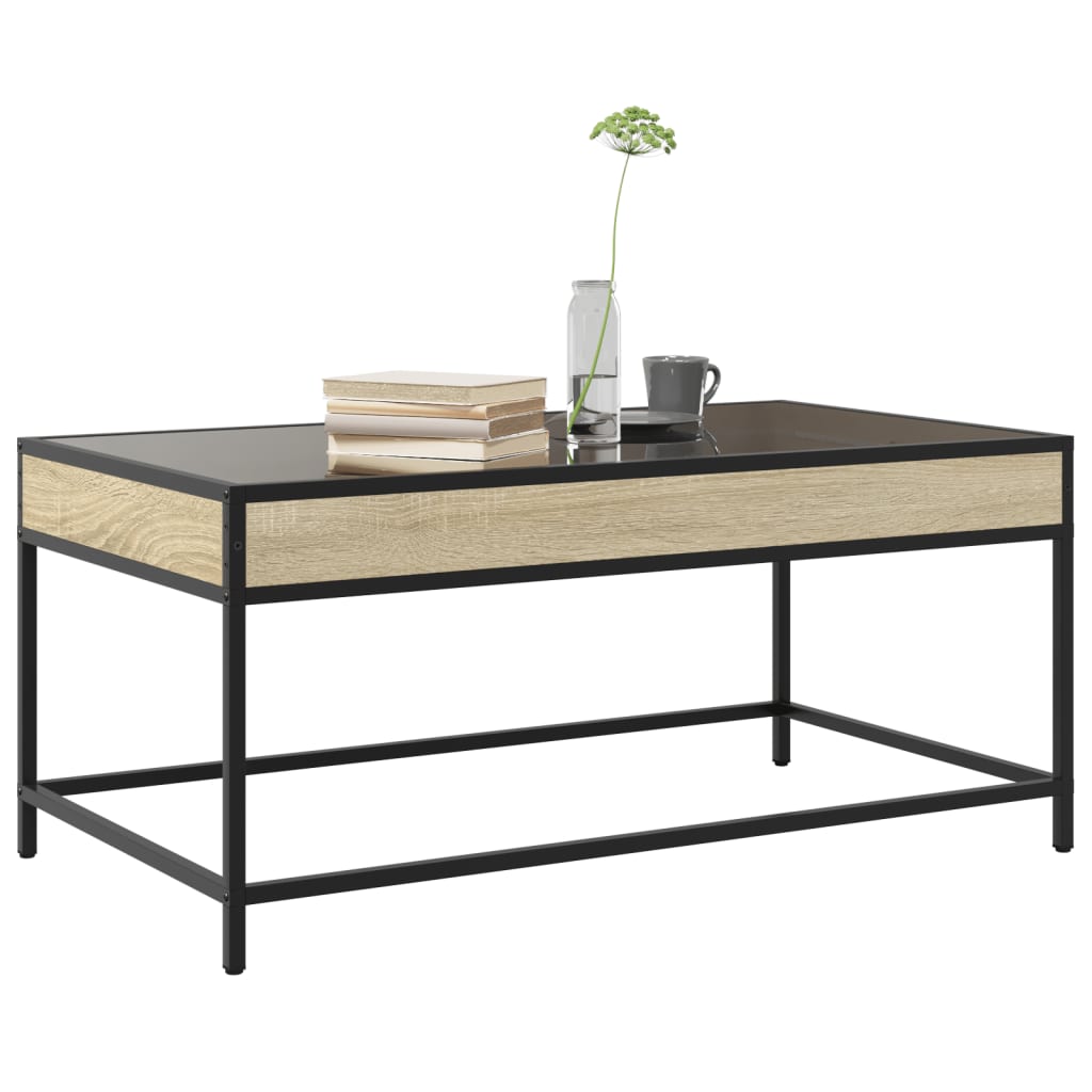 Coffee table with Infinity LED lights, oak, 90x50x41cm