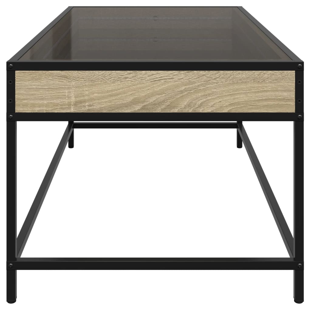 Coffee table with Infinity LED lights, oak, 90x50x41cm