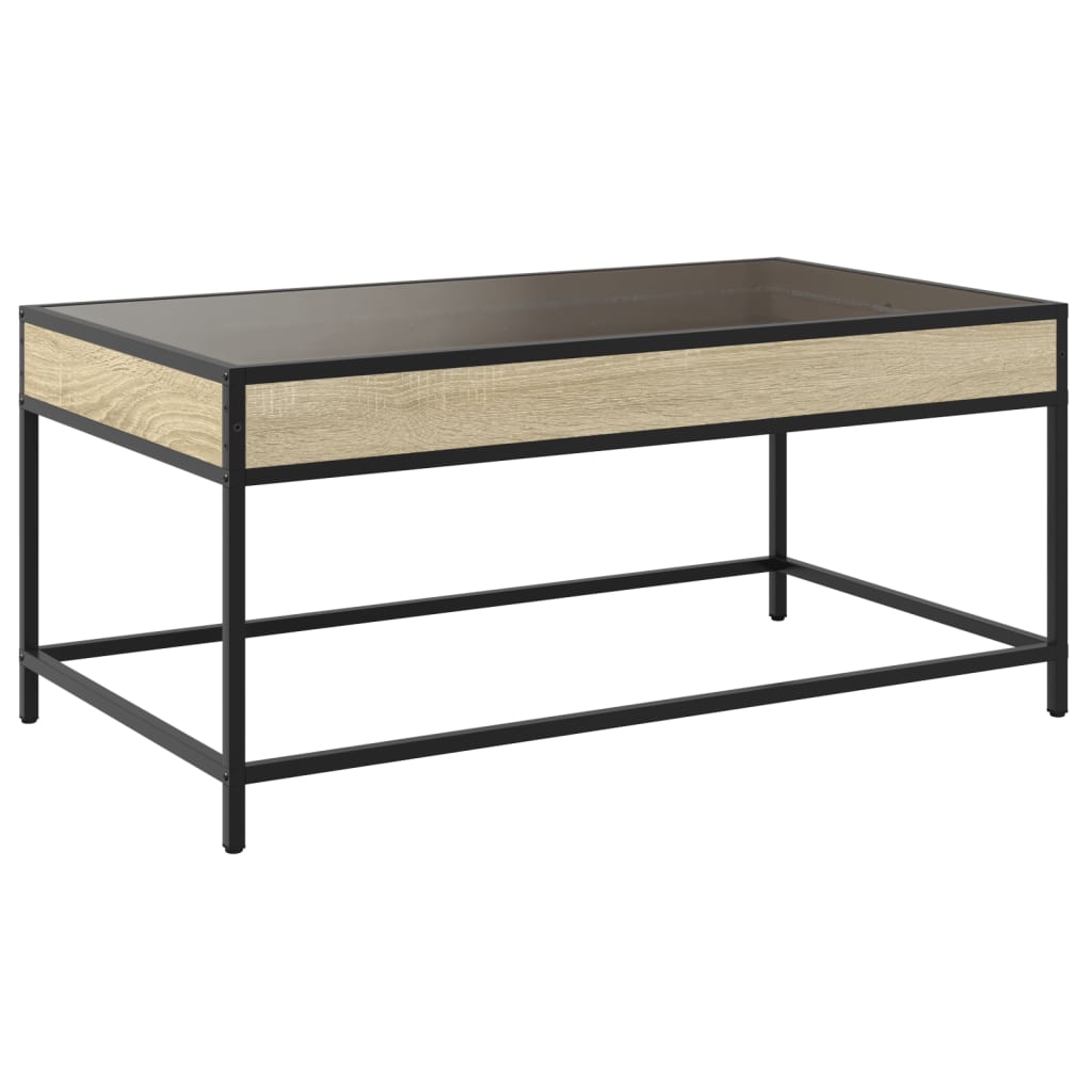 Coffee table with Infinity LED lights, oak, 90x50x41cm