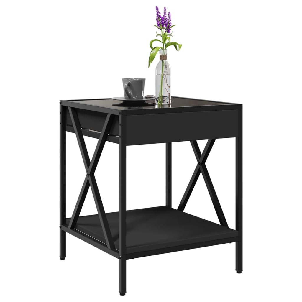 Coffee Table with Infinity LED Lights, Black, 40x40x49cm