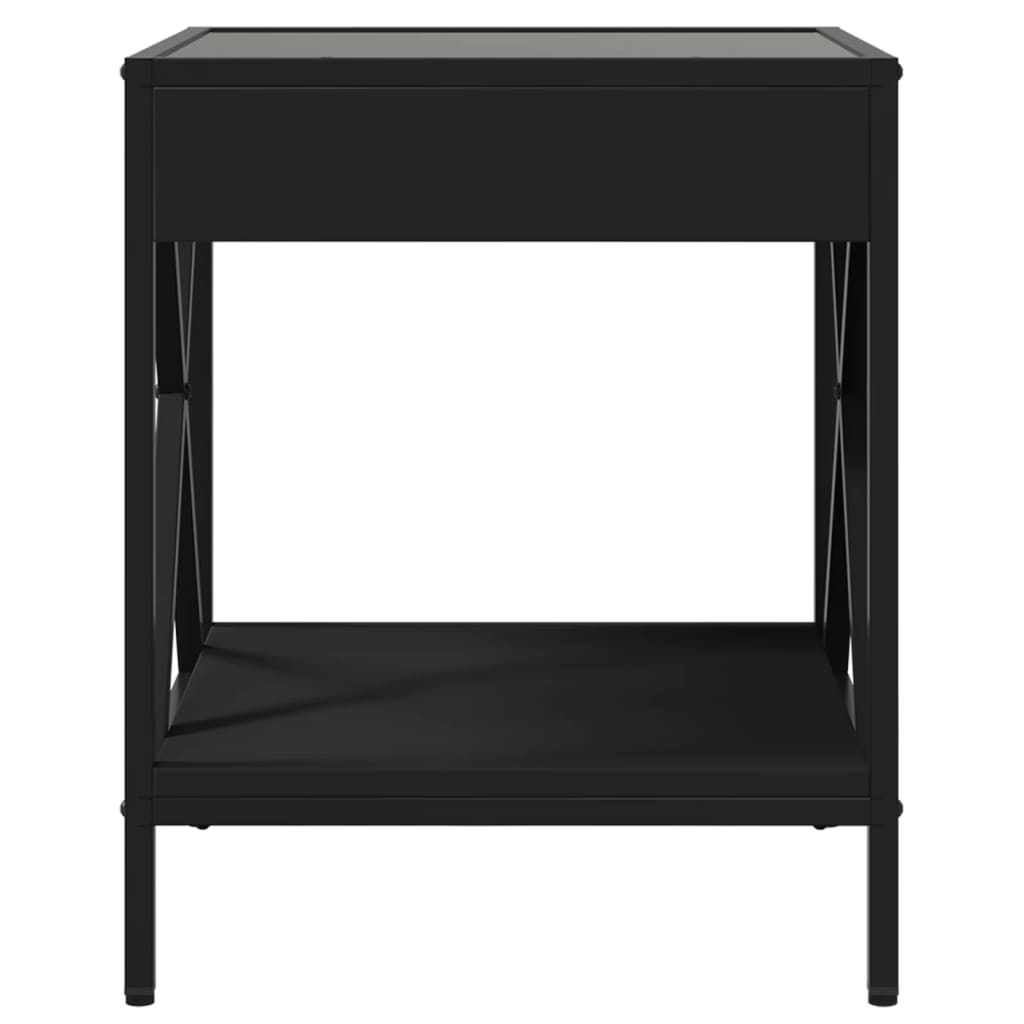 Coffee Table with Infinity LED Lights, Black, 40x40x49cm