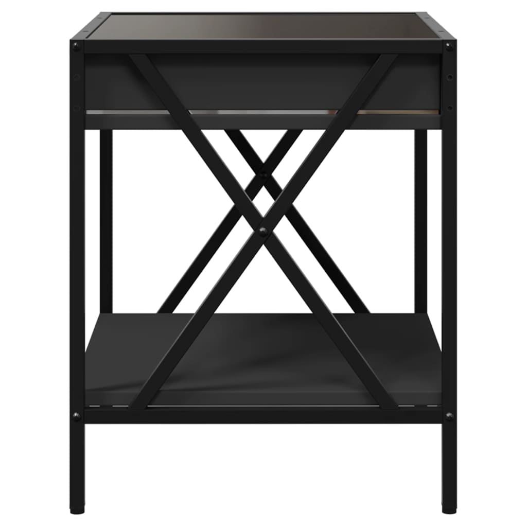 Coffee Table with Infinity LED Lights, Black, 40x40x49cm