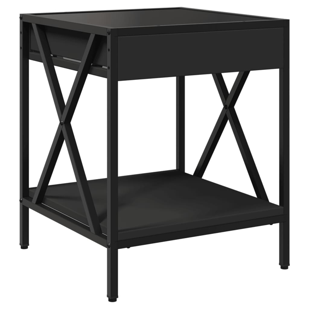 Coffee Table with Infinity LED Lights, Black, 40x40x49cm