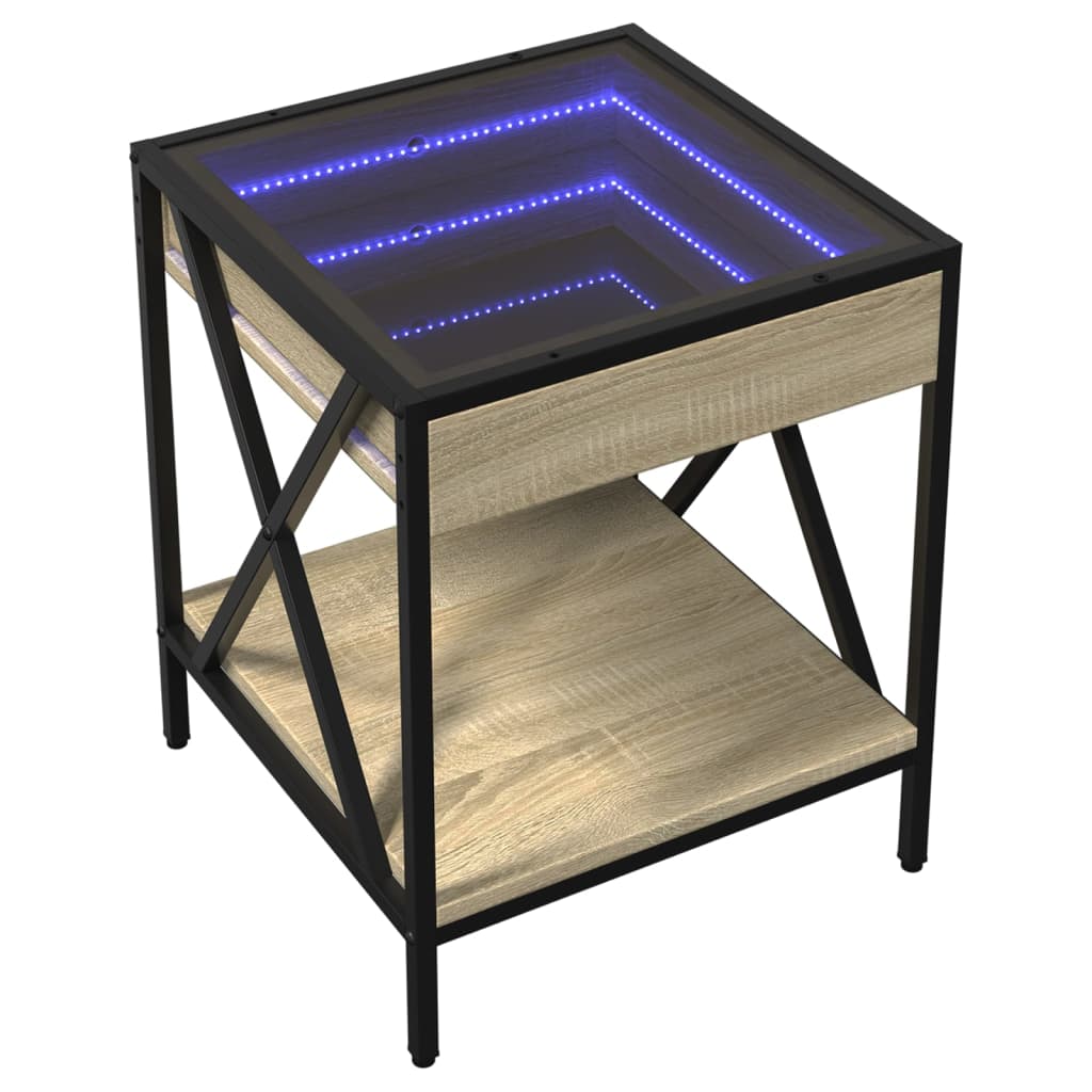 Kafijas galdiņš ar Infinity LED gaismām, ozola, 40x40x49cm