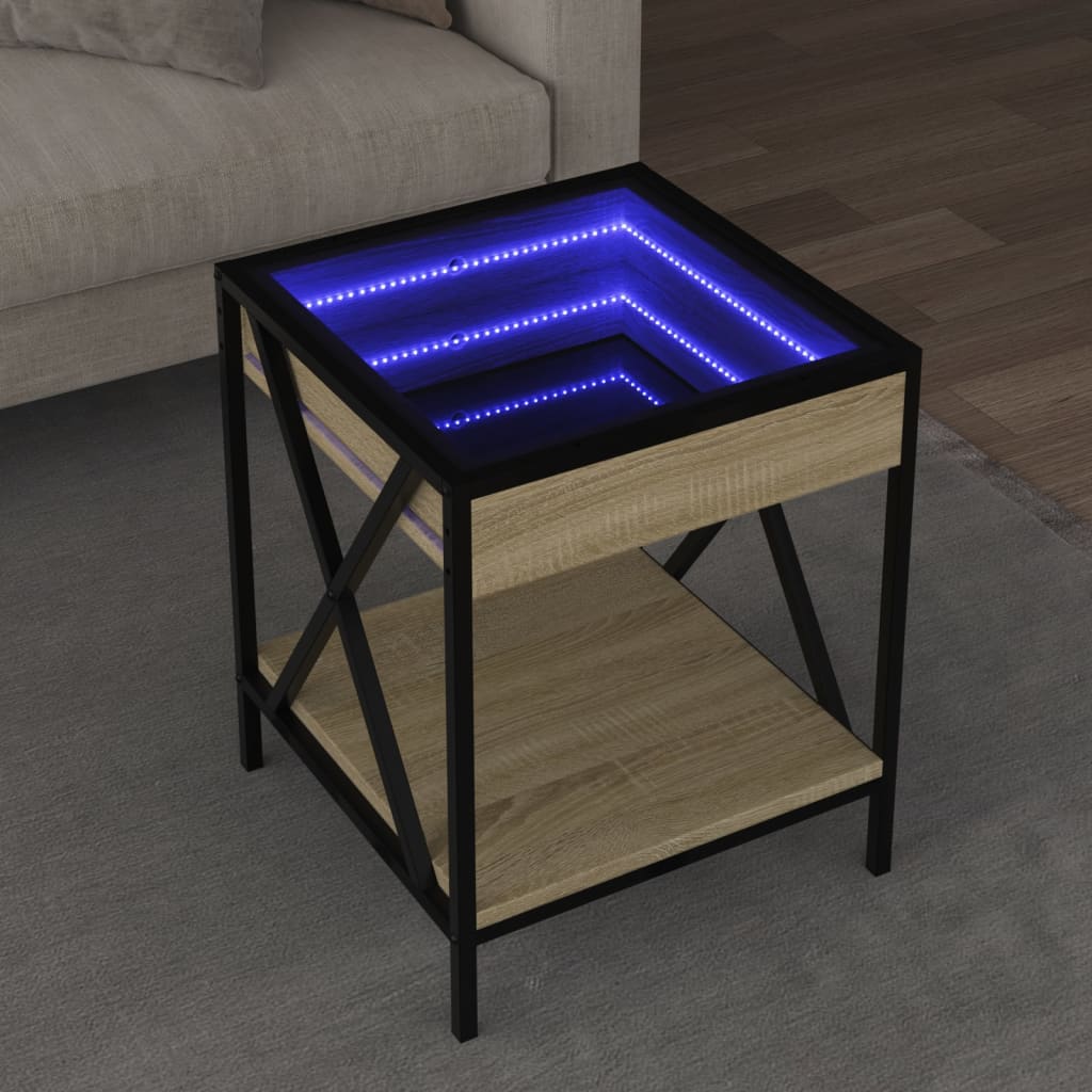 Kafijas galdiņš ar Infinity LED gaismām, ozola, 40x40x49cm