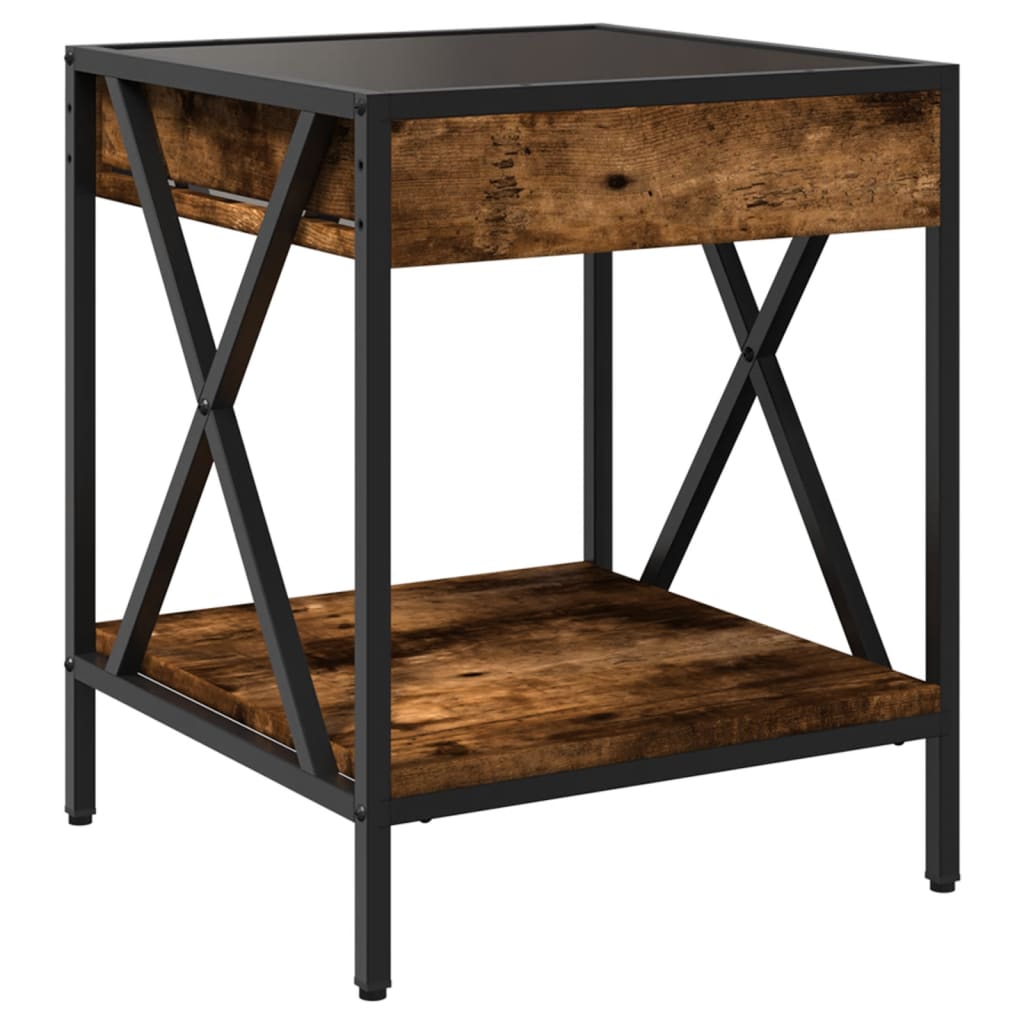 Kafijas galdiņš ar Infinity LED gaismām, dūmu krāsas, 40x40x49cm