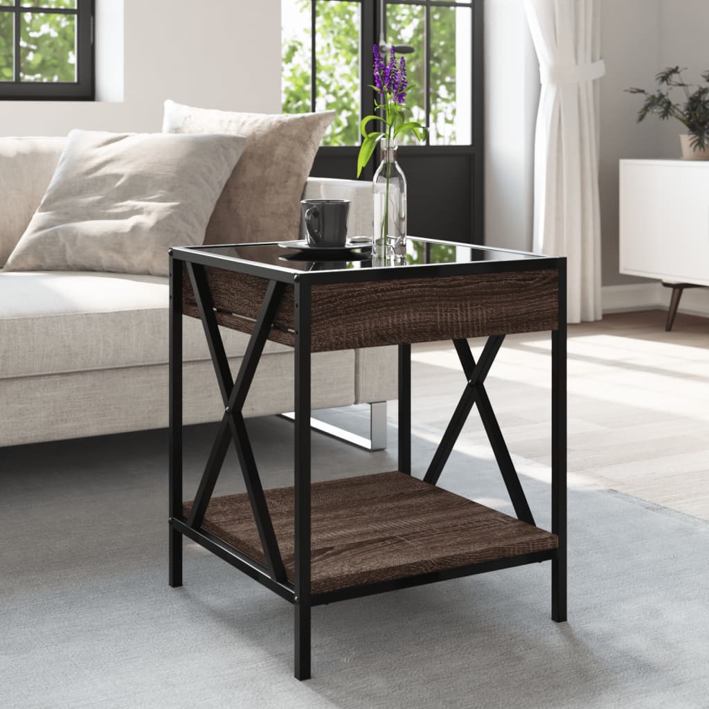 Coffee Table with Infinity LED Lights, Brown, 40x40x49cm