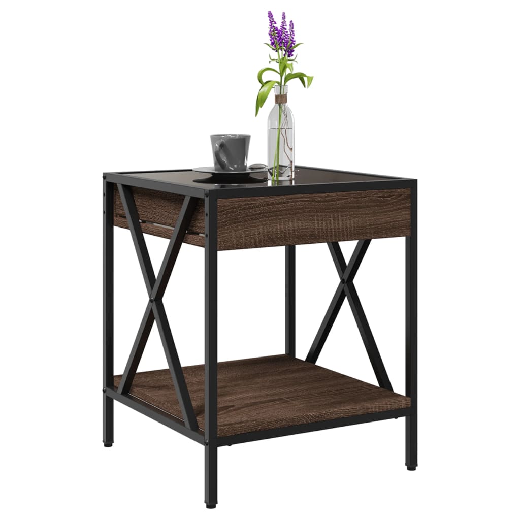 Coffee Table with Infinity LED Lights, Brown, 40x40x49cm