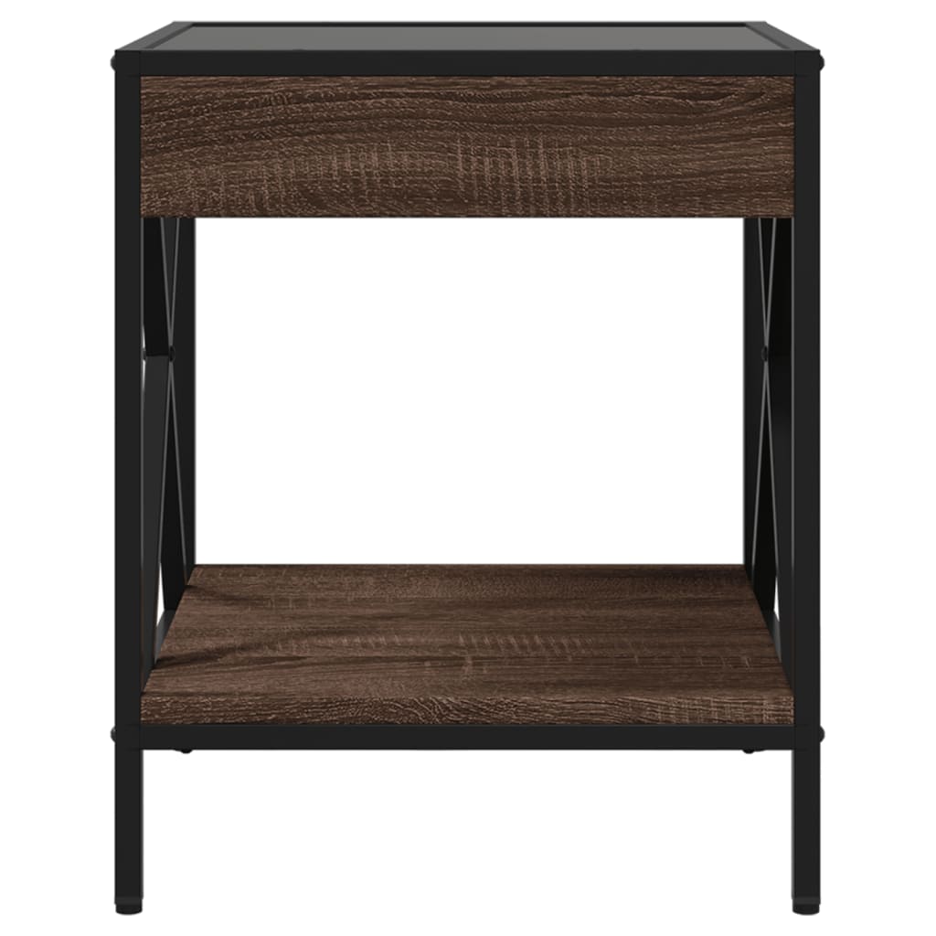 Coffee Table with Infinity LED Lights, Brown, 40x40x49cm