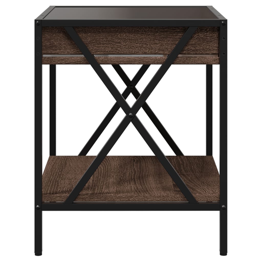 Coffee Table with Infinity LED Lights, Brown, 40x40x49cm