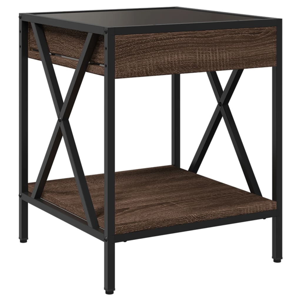 Coffee Table with Infinity LED Lights, Brown, 40x40x49cm