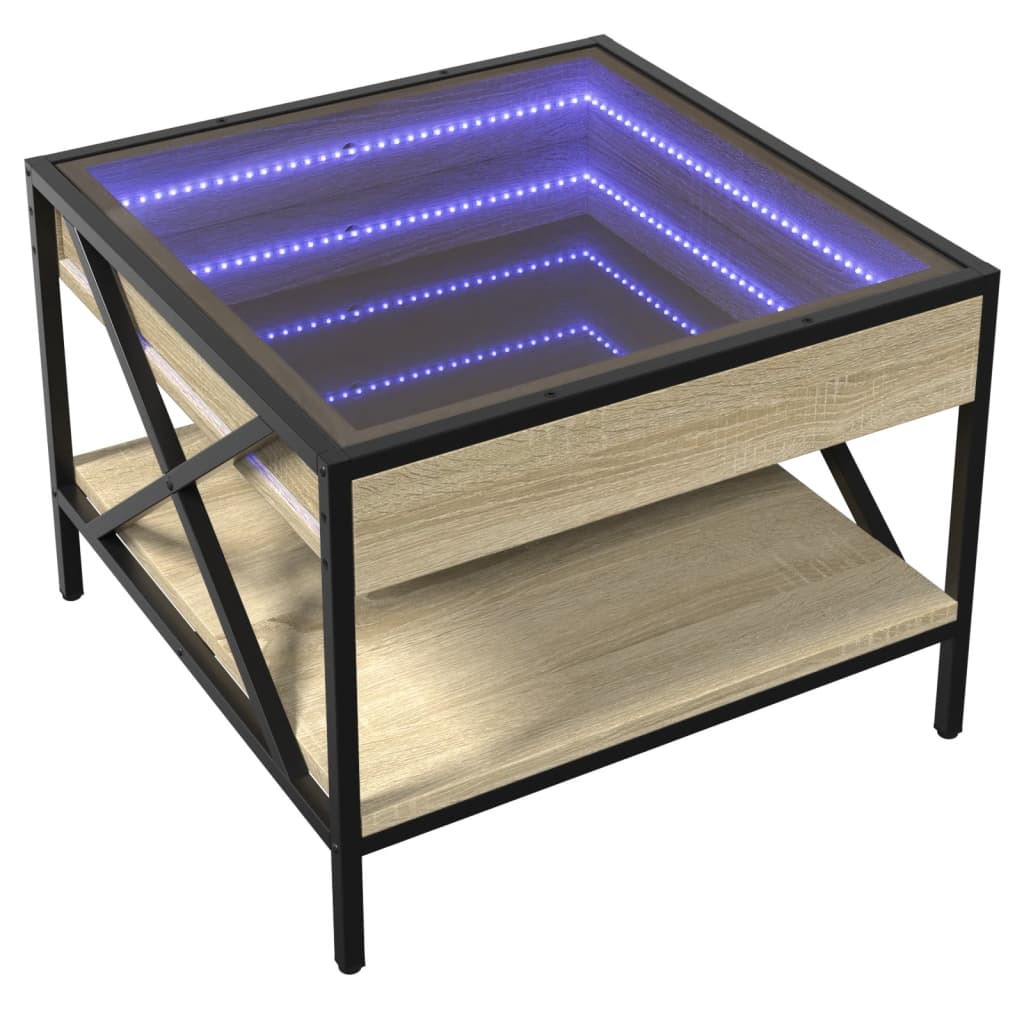 Kafijas galdiņš ar Infinity LED gaismām, ozola, 50x50x38cm