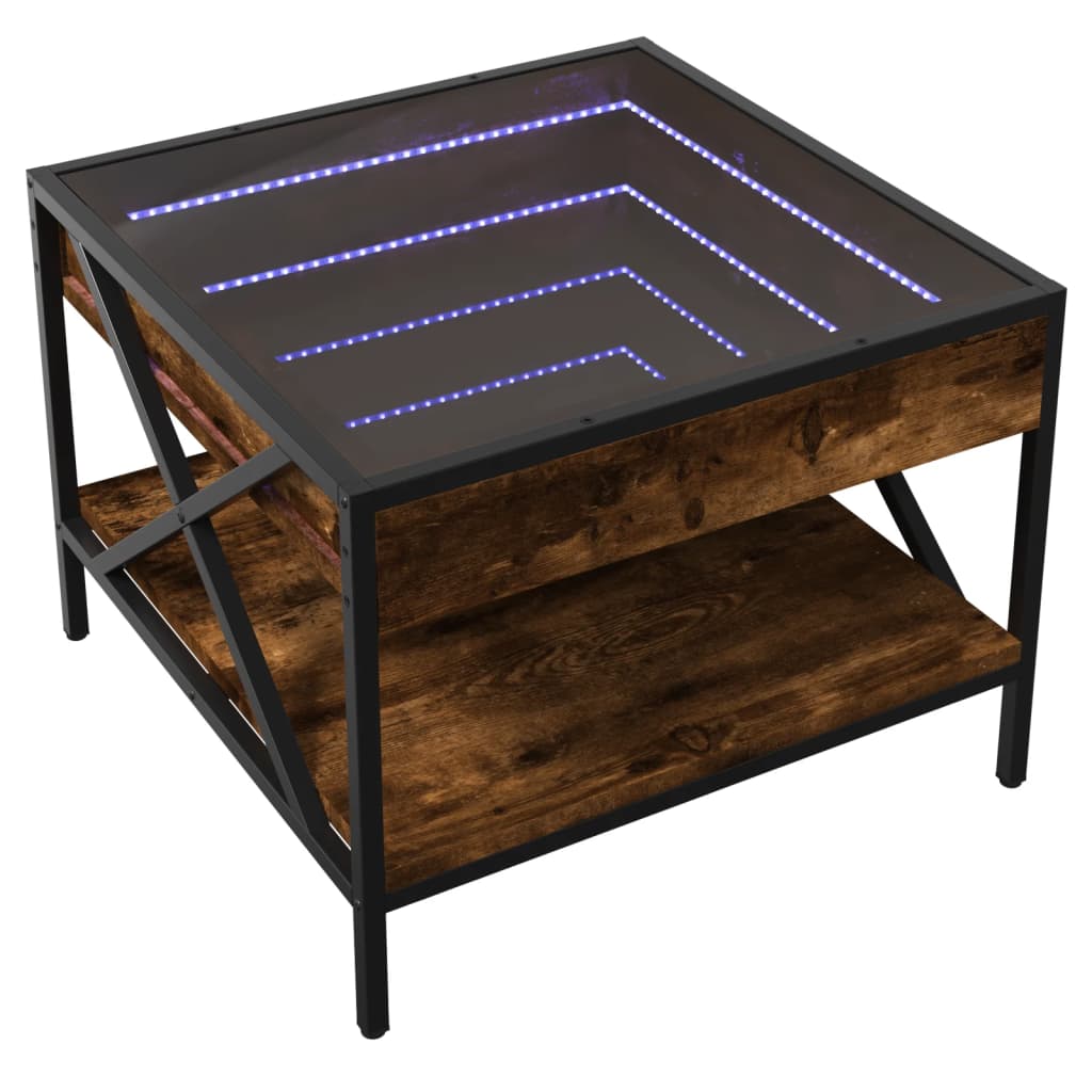 Kafijas galdiņš ar Infinity LED gaismām, dūmu, 50x50x38cm