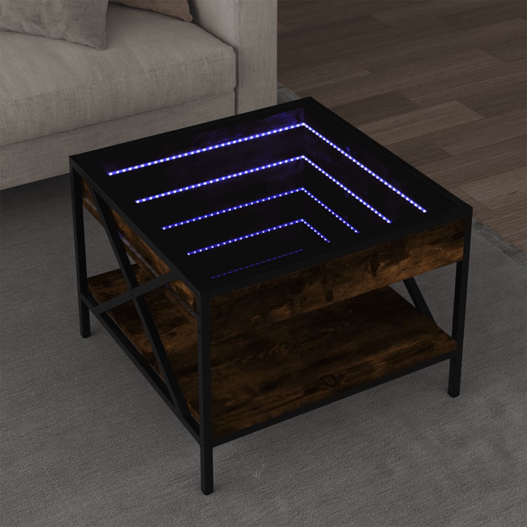 Kafijas galdiņš ar Infinity LED gaismām, dūmu, 50x50x38cm