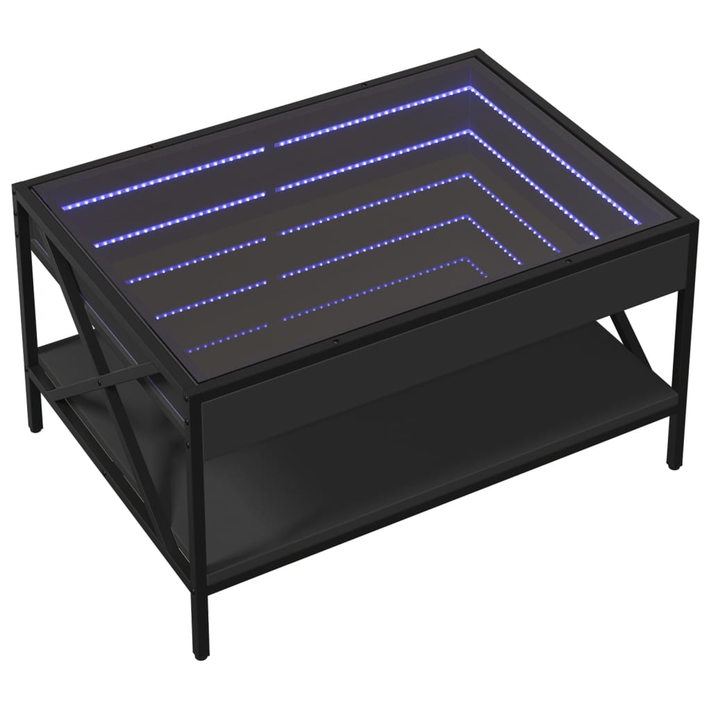Kafijas galdiņš ar Infinity LED gaismām, melns, 70x50x38cm