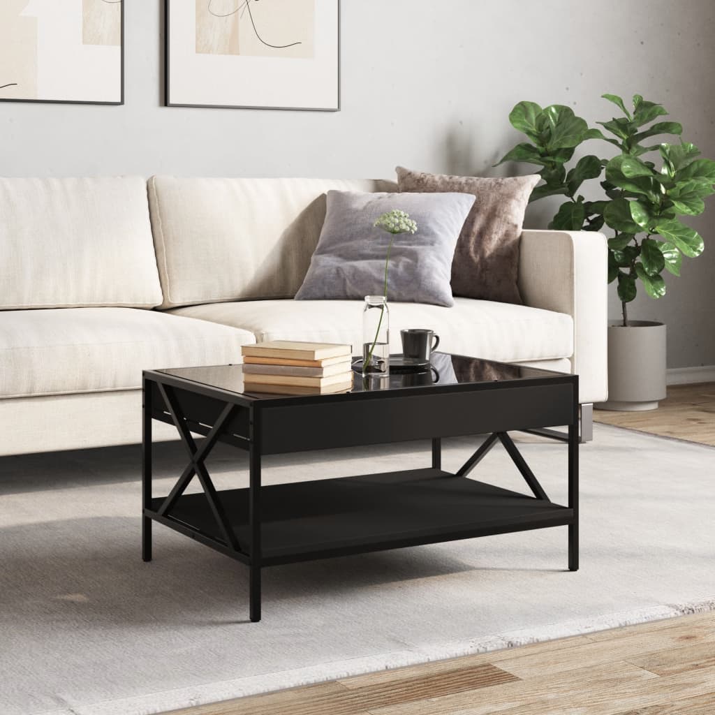 Kafijas galdiņš ar Infinity LED gaismām, melns, 70x50x38cm