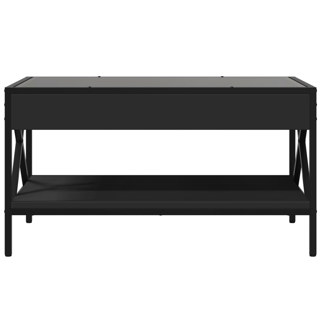 Kafijas galdiņš ar Infinity LED gaismām, melns, 70x50x38cm