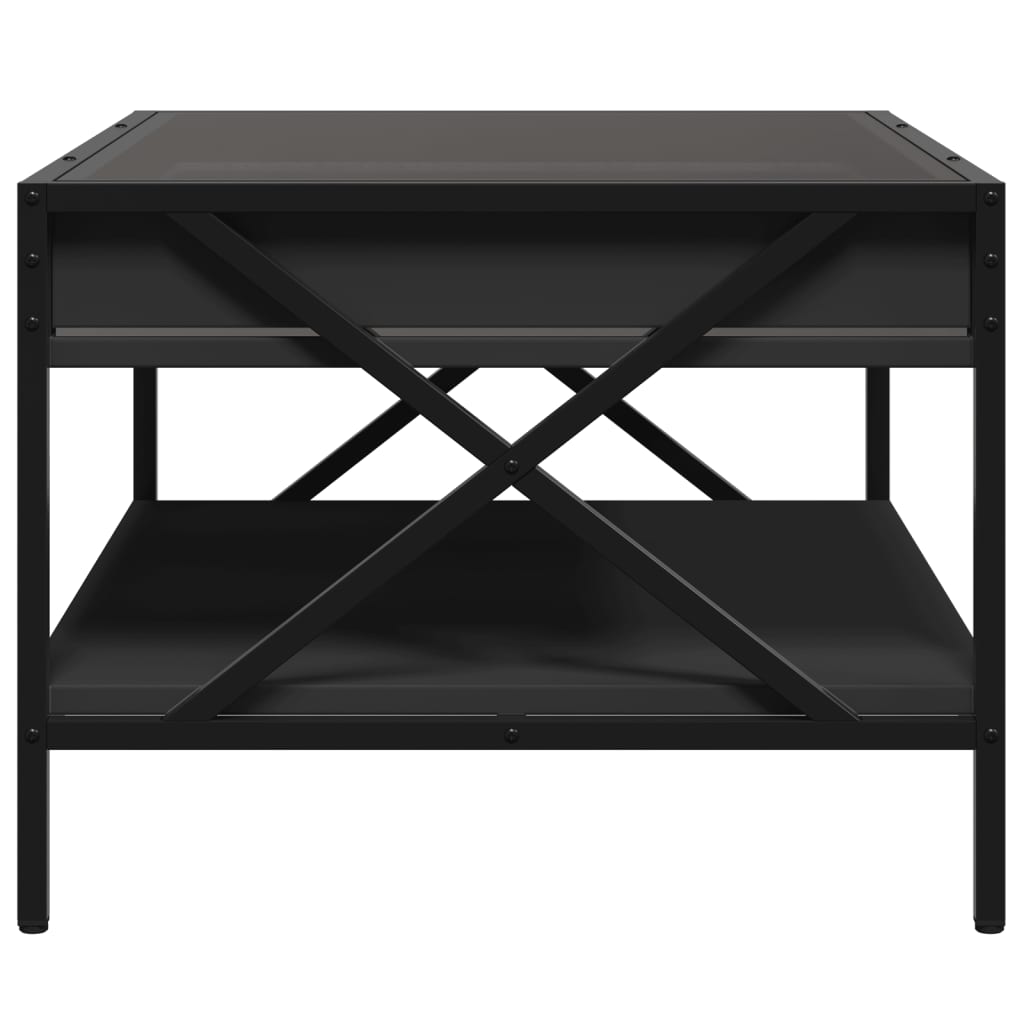 Kafijas galdiņš ar Infinity LED gaismām, melns, 70x50x38cm