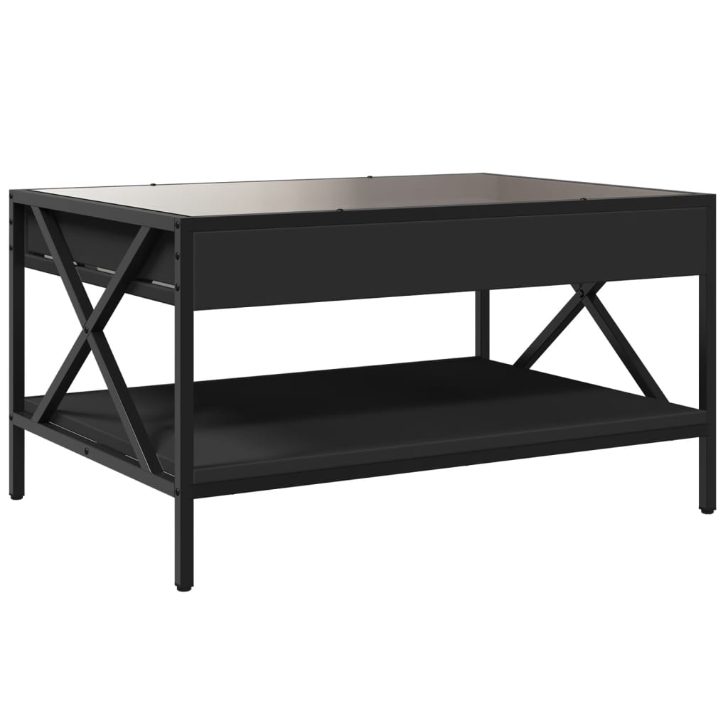 Kafijas galdiņš ar Infinity LED gaismām, melns, 70x50x38cm