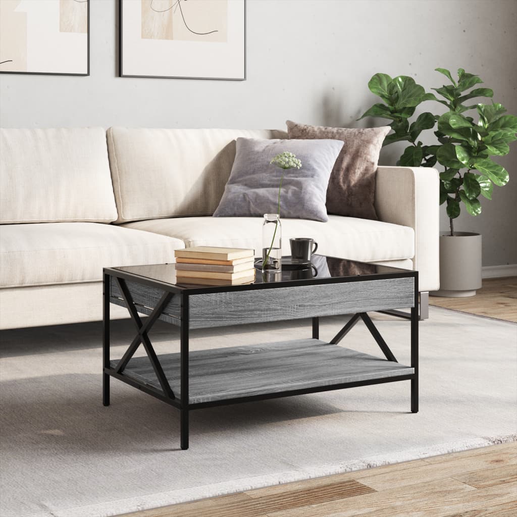 Kafijas galdiņš ar Infinity LED gaismām, pelēks, 70x50x38cm