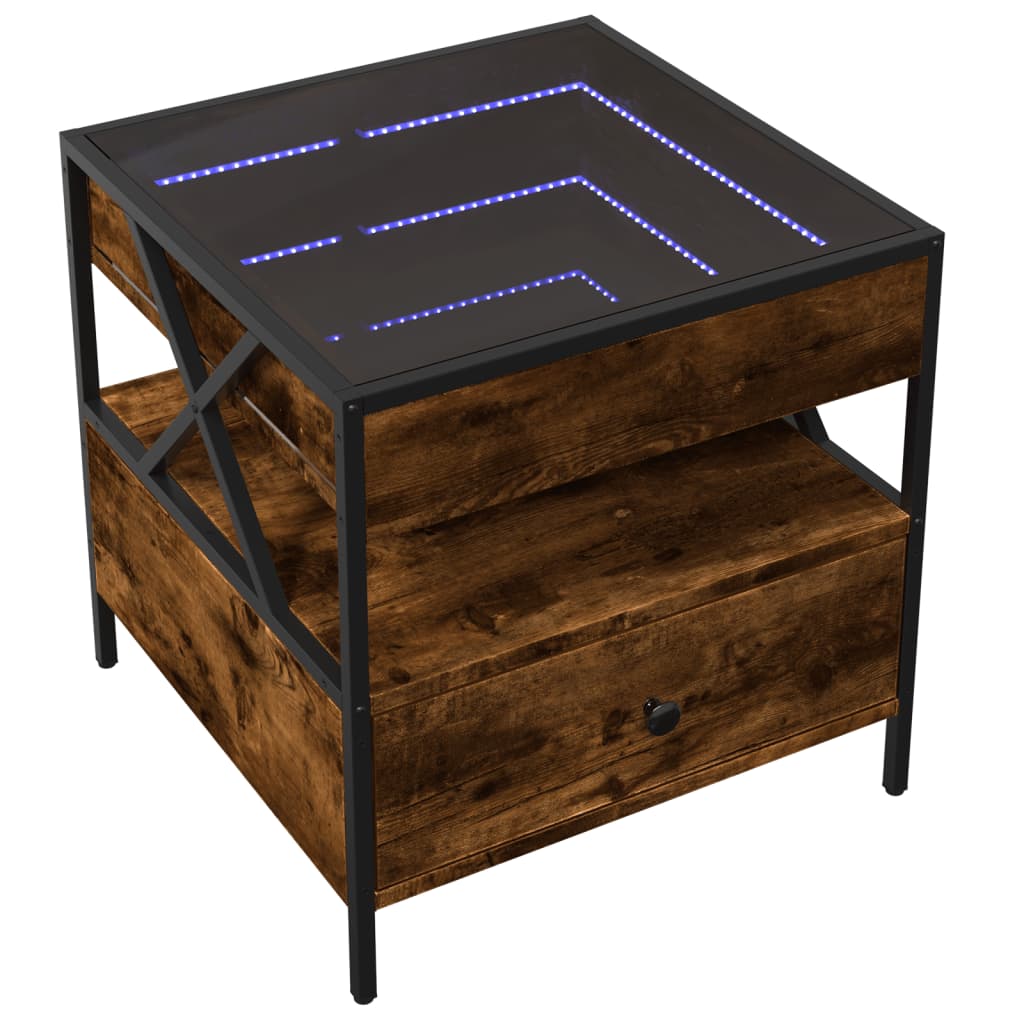 Kafijas galdiņš ar Infinity LED gaismām, dūmu krāsas, 50x50x51cm