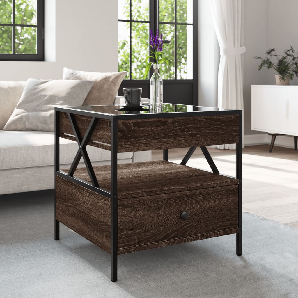 Coffee Table with Infinity LED Lights, Brown, 50x50x51cm