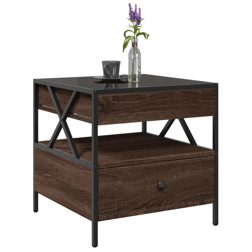 Coffee Table with Infinity LED Lights, Brown, 50x50x51cm