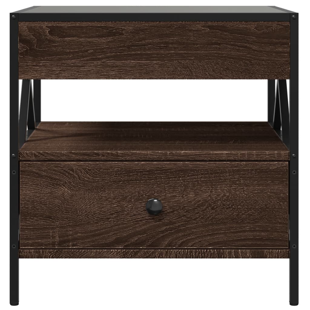 Coffee Table with Infinity LED Lights, Brown, 50x50x51cm