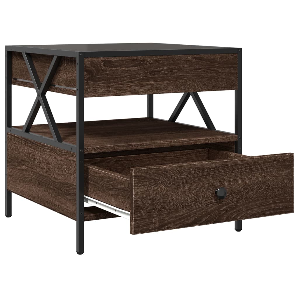 Coffee Table with Infinity LED Lights, Brown, 50x50x51cm