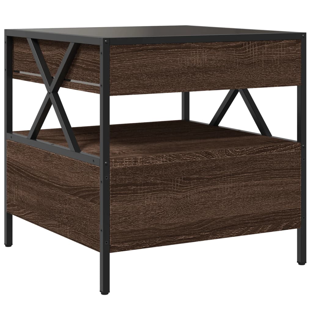 Coffee Table with Infinity LED Lights, Brown, 50x50x51cm
