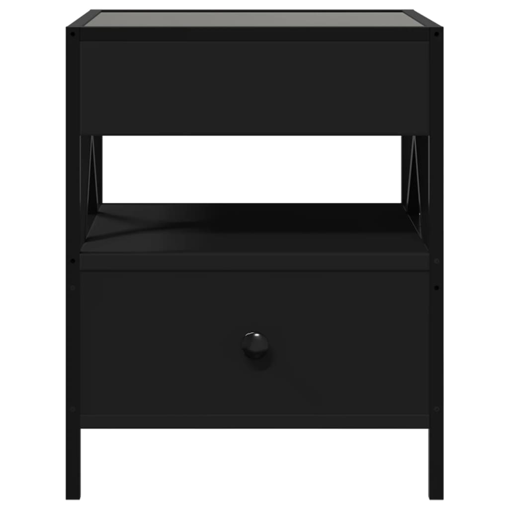 Kavos staliukas su Infinity LED lemputėmis, juodas, 40x40x51cm