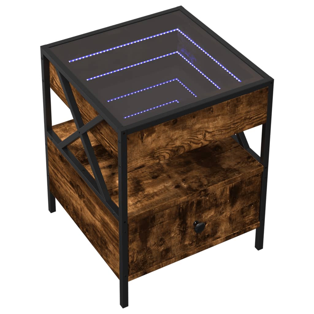 Coffee table with Infinity LED lights, smoke, 40x40x51cm