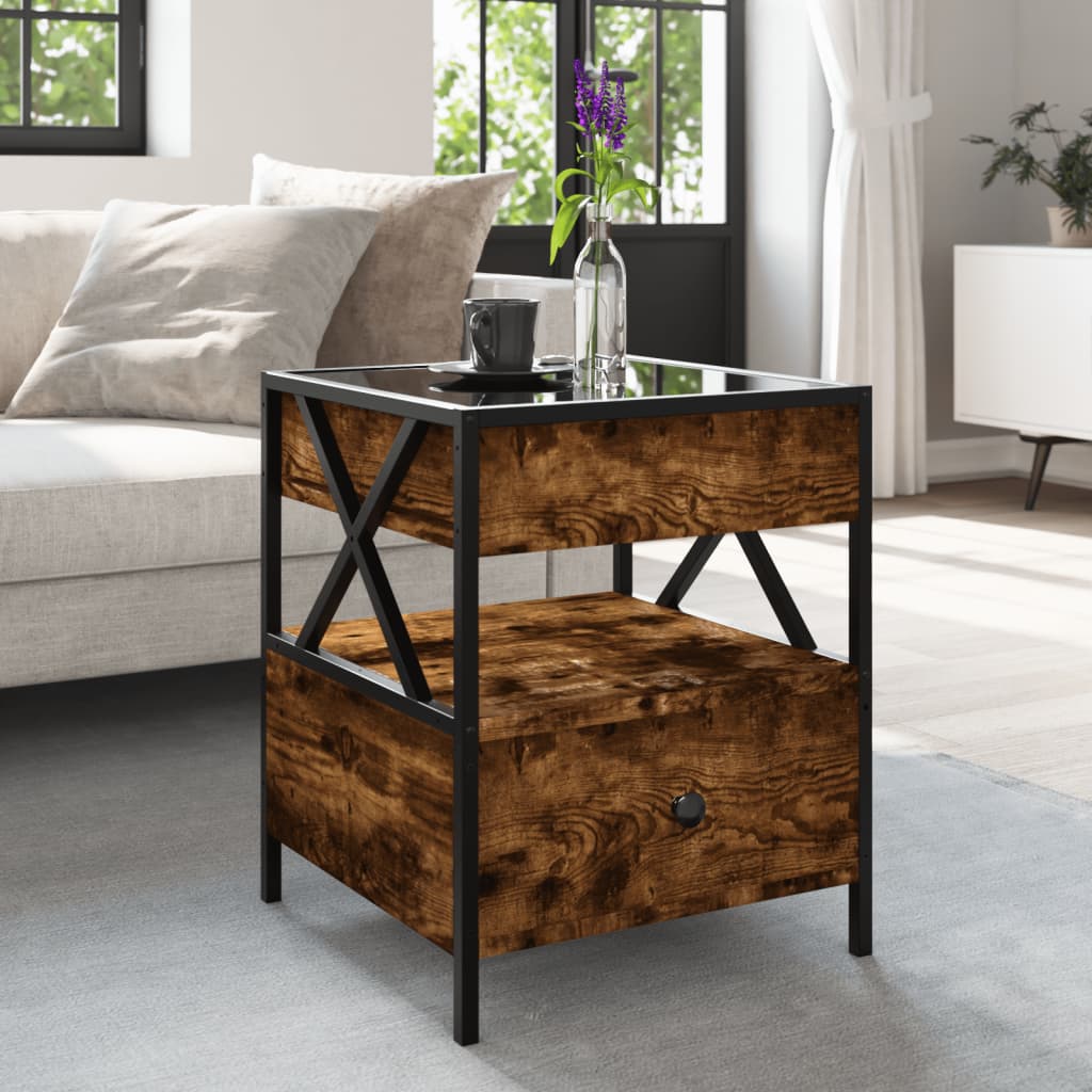 Coffee table with Infinity LED lights, smoke, 40x40x51cm