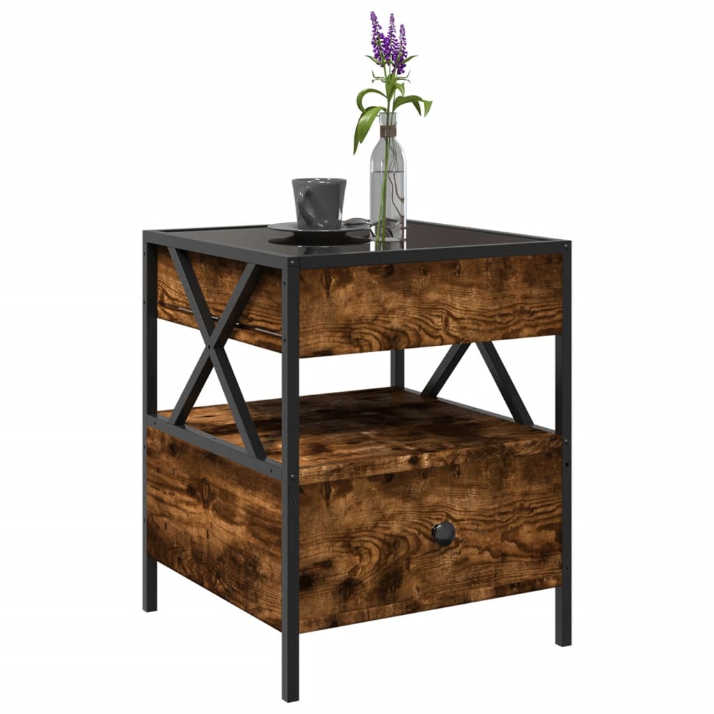 Coffee table with Infinity LED lights, smoke, 40x40x51cm