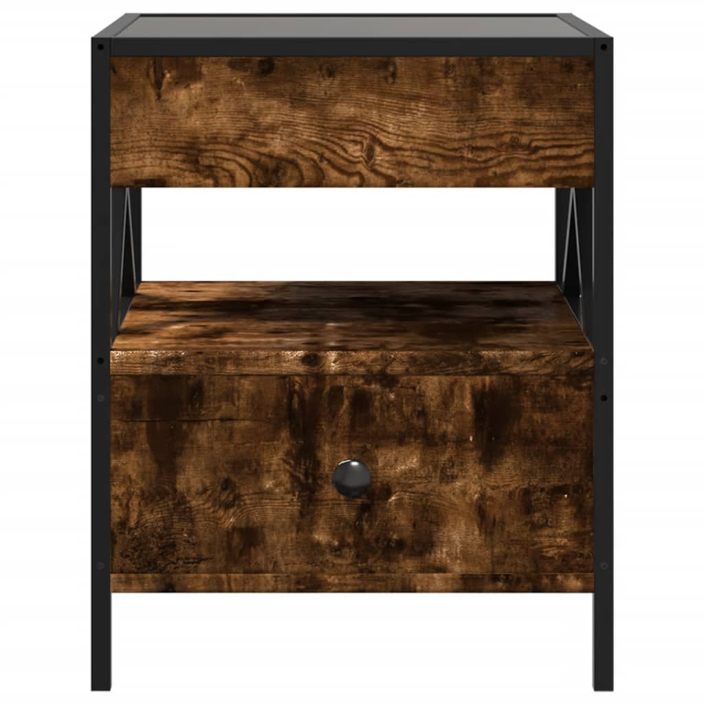 Coffee table with Infinity LED lights, smoke, 40x40x51cm
